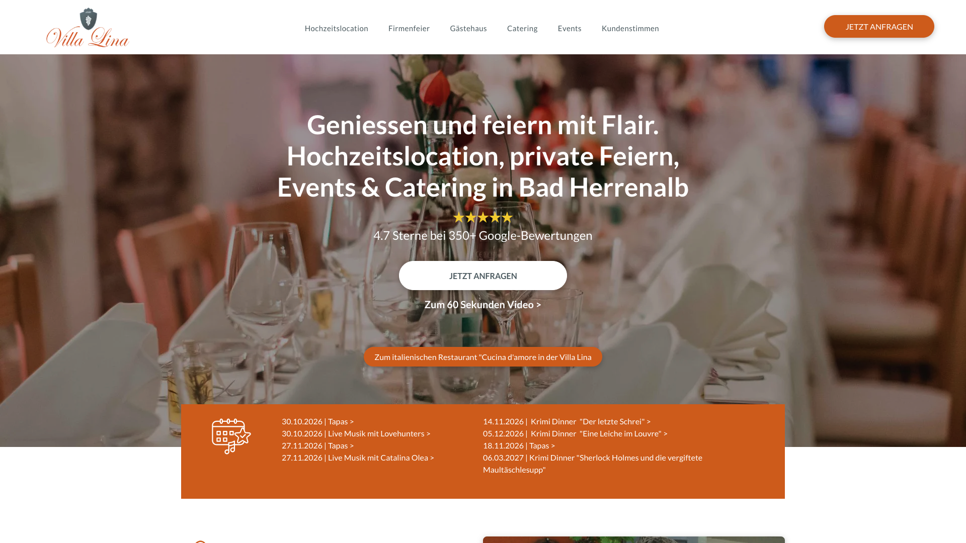 Website der Villa Lina